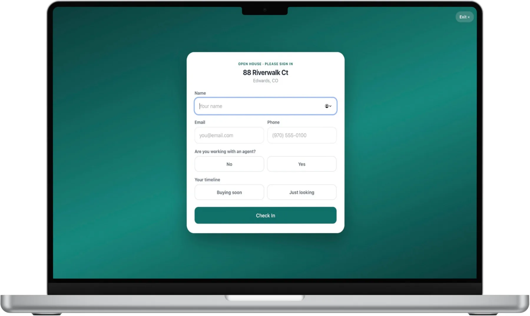 AgentVue open house check-in kiosk